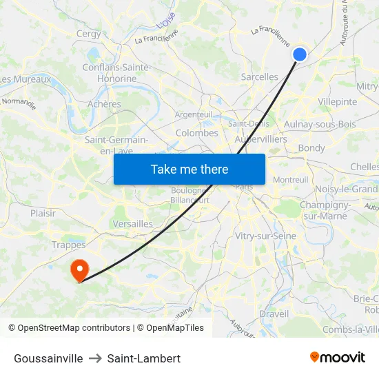 Goussainville to Saint-Lambert map