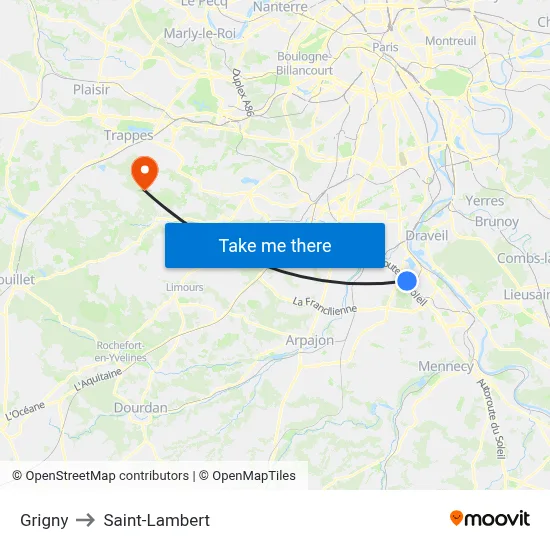 Grigny to Saint-Lambert map