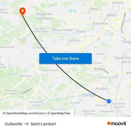 Guibeville to Saint-Lambert map