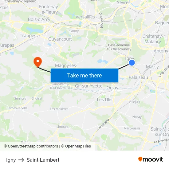 Igny to Saint-Lambert map