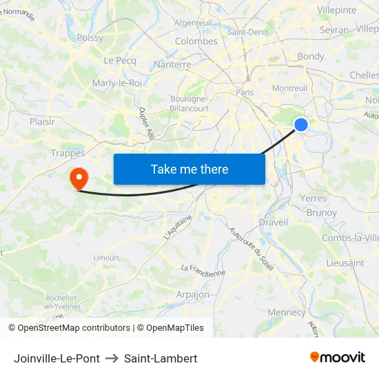 Joinville-Le-Pont to Saint-Lambert map