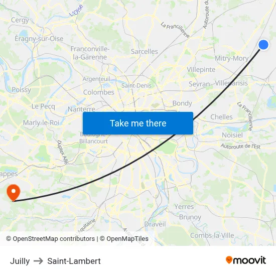 Juilly to Saint-Lambert map