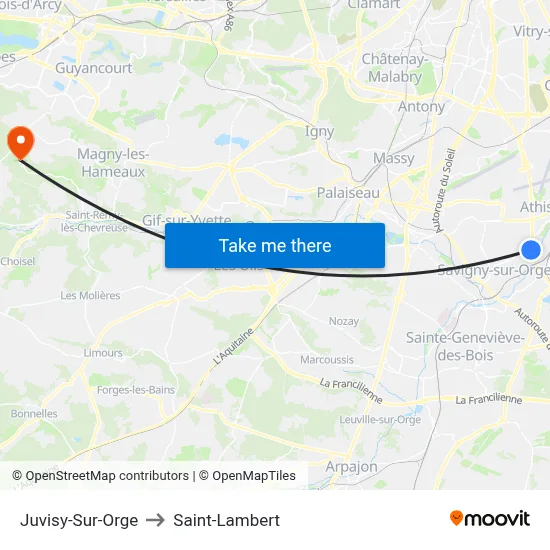 Juvisy-Sur-Orge to Saint-Lambert map