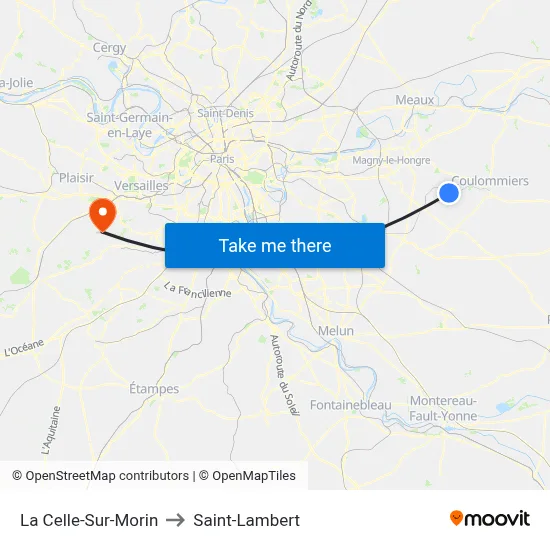 La Celle-Sur-Morin to Saint-Lambert map