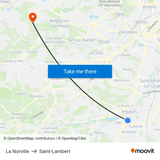 La Norville to Saint-Lambert map
