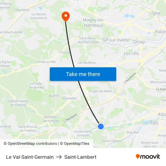 Le Val-Saint-Germain to Saint-Lambert map