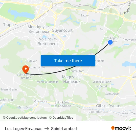 Les Loges-En-Josas to Saint-Lambert map