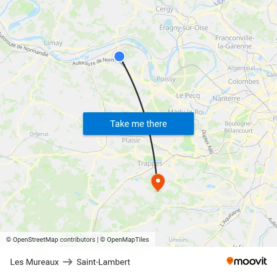 Les Mureaux to Saint-Lambert map