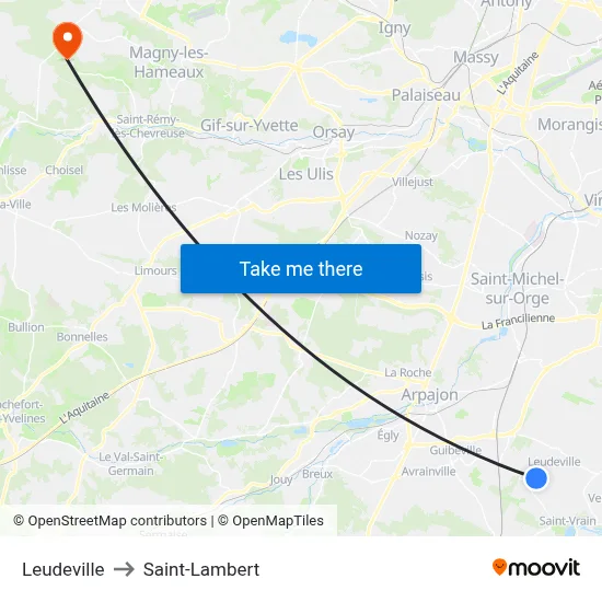 Leudeville to Saint-Lambert map