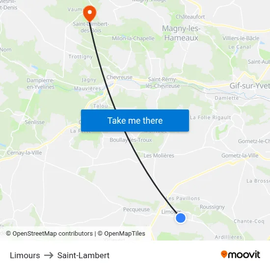 Limours to Saint-Lambert map