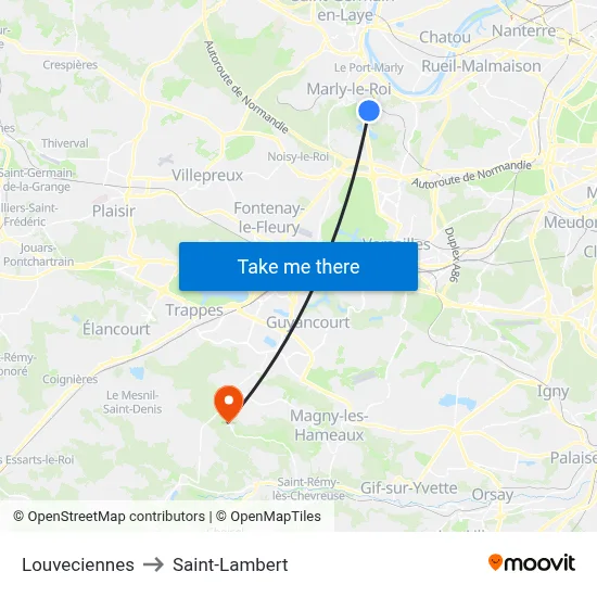 Louveciennes to Saint-Lambert map