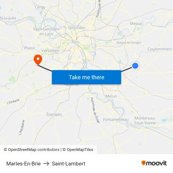 Marles-En-Brie to Saint-Lambert map