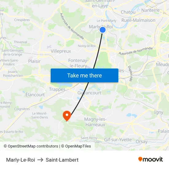 Marly-Le-Roi to Saint-Lambert map