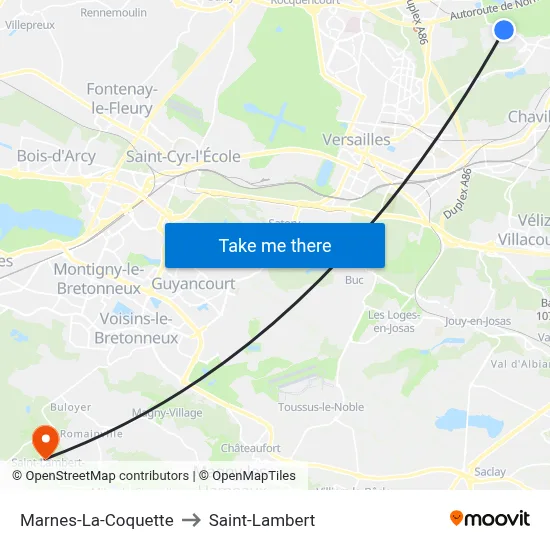 Marnes-La-Coquette to Saint-Lambert map
