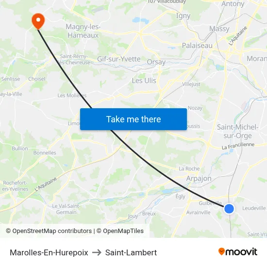 Marolles-En-Hurepoix to Saint-Lambert map