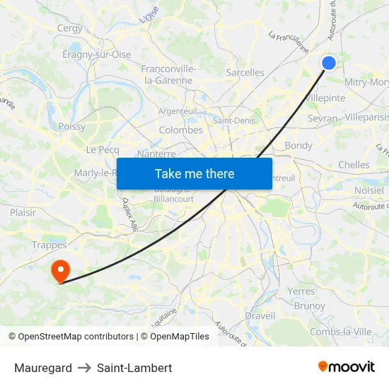 Mauregard to Saint-Lambert map