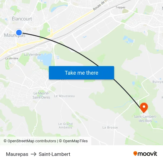 Maurepas to Saint-Lambert map