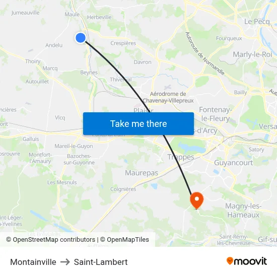 Montainville to Saint-Lambert map