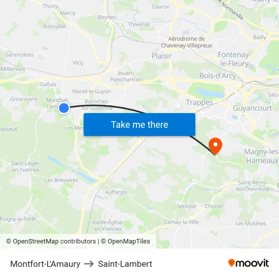 Montfort-L'Amaury to Saint-Lambert map