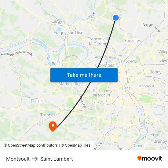 Montsoult to Saint-Lambert map