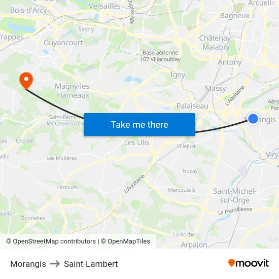 Morangis to Saint-Lambert map