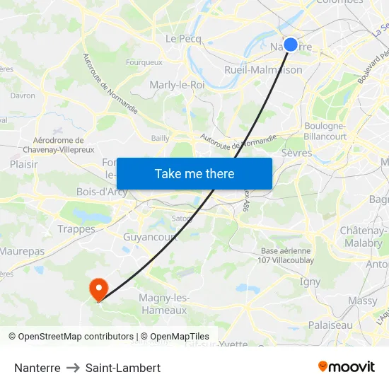 Nanterre to Saint-Lambert map