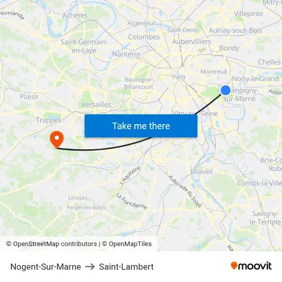 Nogent-Sur-Marne to Saint-Lambert map