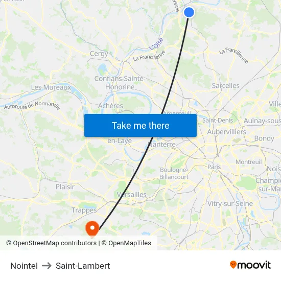 Nointel to Saint-Lambert map