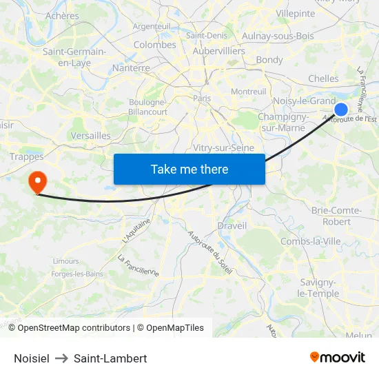 Noisiel to Saint-Lambert map
