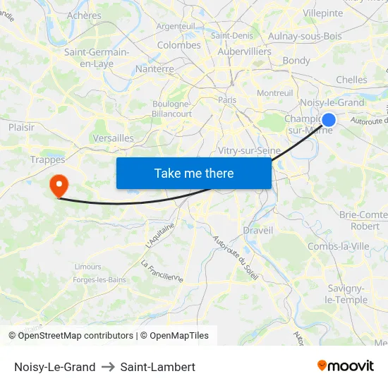Noisy-Le-Grand to Saint-Lambert map