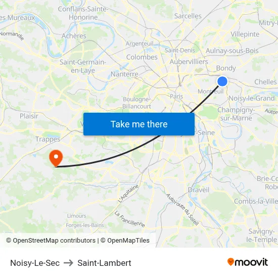 Noisy-Le-Sec to Saint-Lambert map