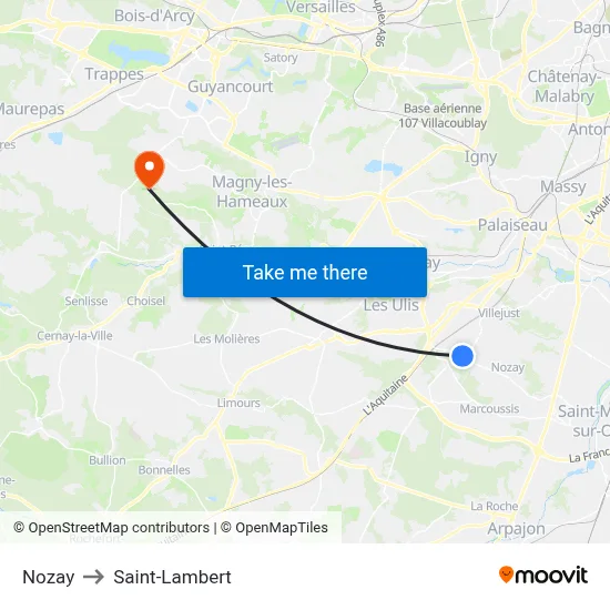 Nozay to Saint-Lambert map