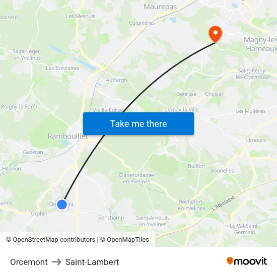 Orcemont to Saint-Lambert map