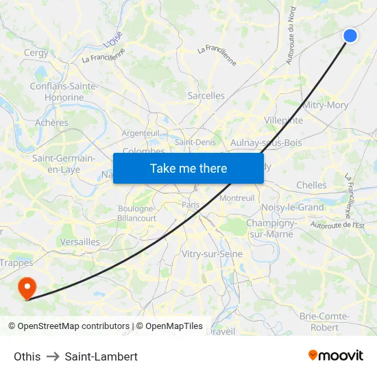 Othis to Saint-Lambert map