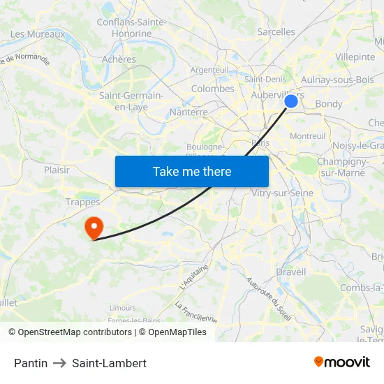 Pantin to Saint-Lambert map