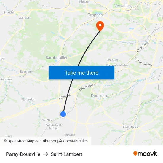 Paray-Douaville to Saint-Lambert map