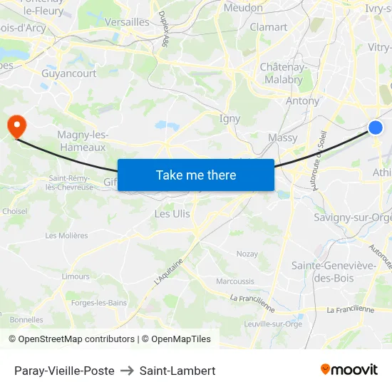 Paray-Vieille-Poste to Saint-Lambert map