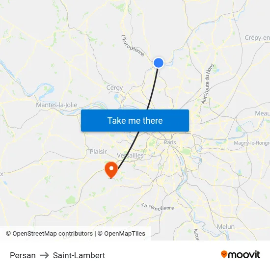 Persan to Saint-Lambert map