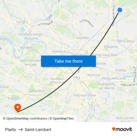 Plailly to Saint-Lambert map