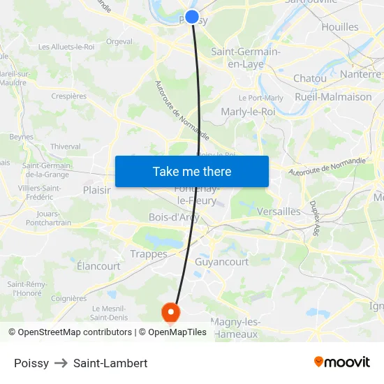 Poissy to Saint-Lambert map