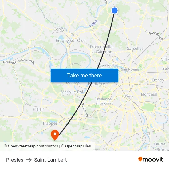 Presles to Saint-Lambert map