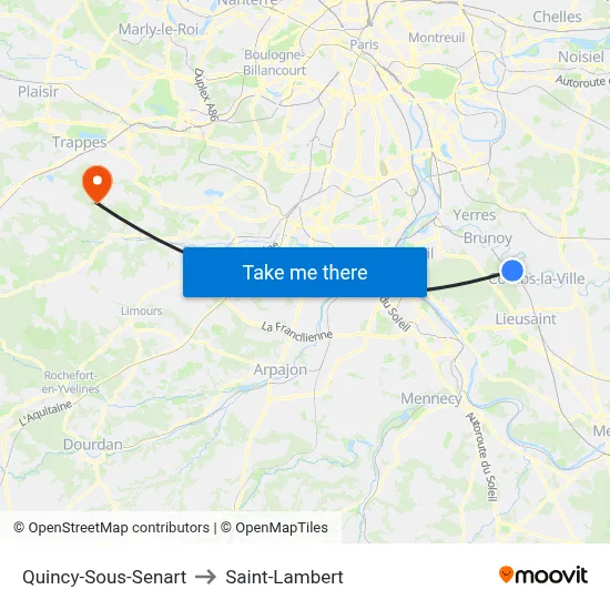 Quincy-Sous-Senart to Saint-Lambert map