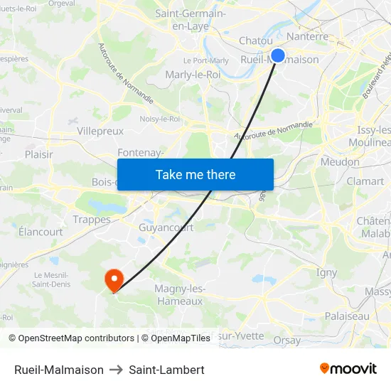 Rueil-Malmaison to Saint-Lambert map