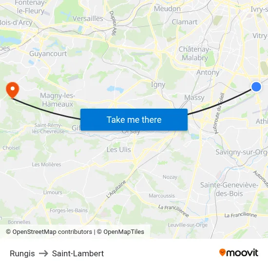 Rungis to Saint-Lambert map