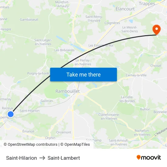 Saint-Hilarion to Saint-Lambert map