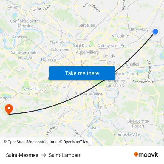 Saint-Mesmes to Saint-Lambert map