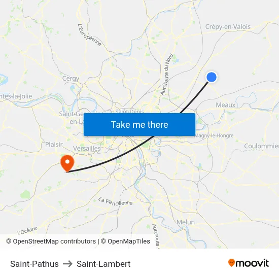 Saint-Pathus to Saint-Lambert map