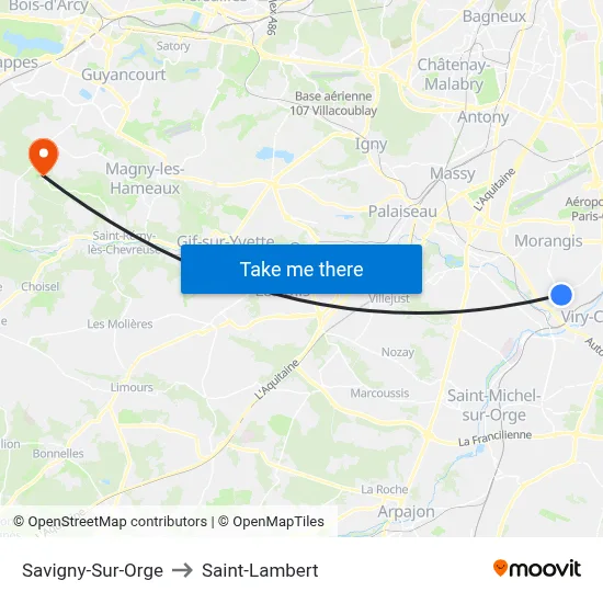 Savigny-Sur-Orge to Saint-Lambert map