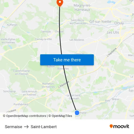 Sermaise to Saint-Lambert map