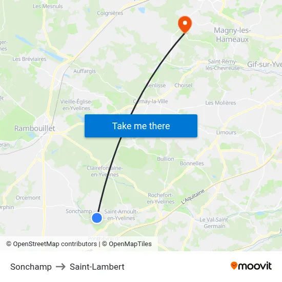 Sonchamp to Saint-Lambert map